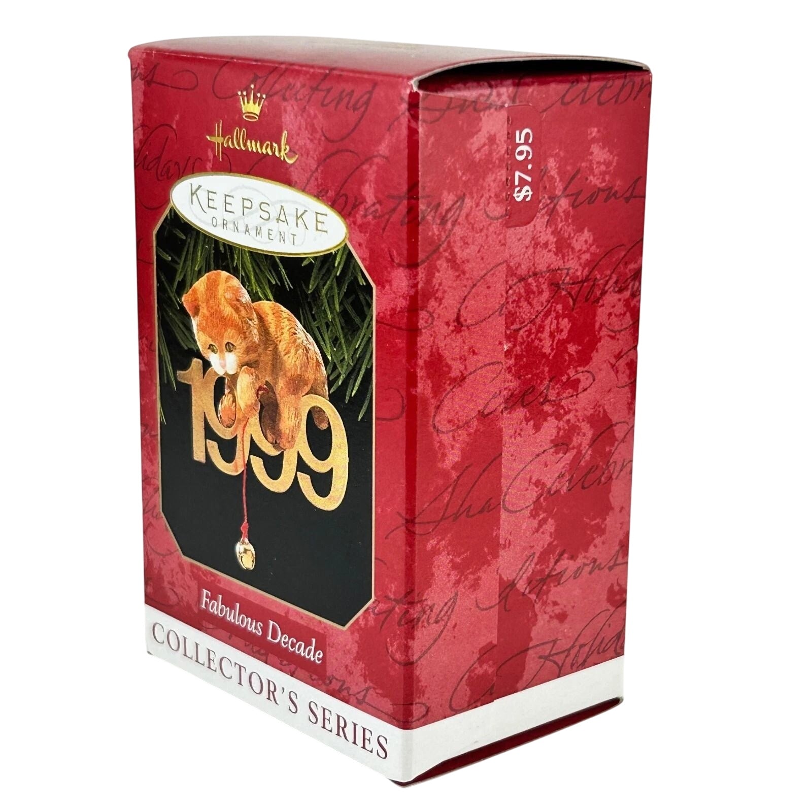 1999 Cat with Brass Hallmark Ornament (Fabulous Decade) QX6357