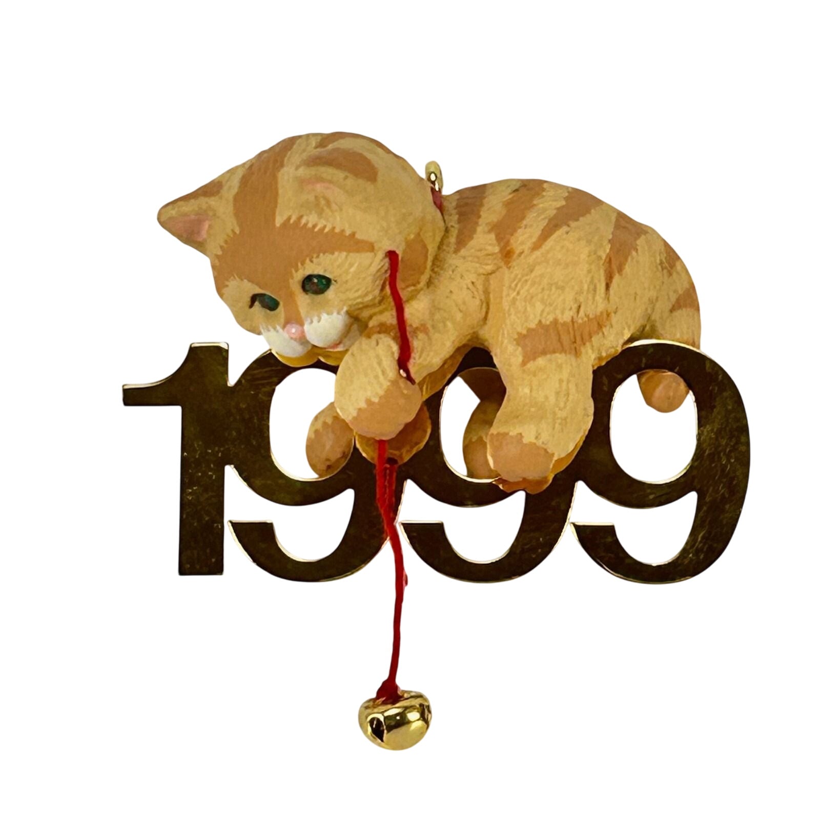 1999 Cat with Brass Hallmark Ornament (Fabulous Decade) QX6357