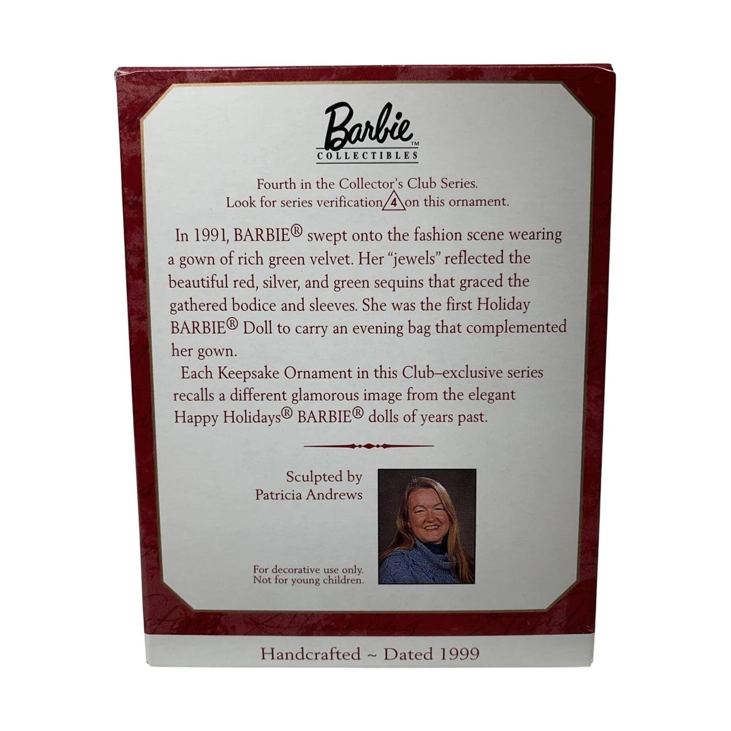 1999 Hallmark Ornament (1991) Happy Holidays Barbie Doll Hallmark Ornament (Holiday Barbie Collector's Club) QXC4507 Image6