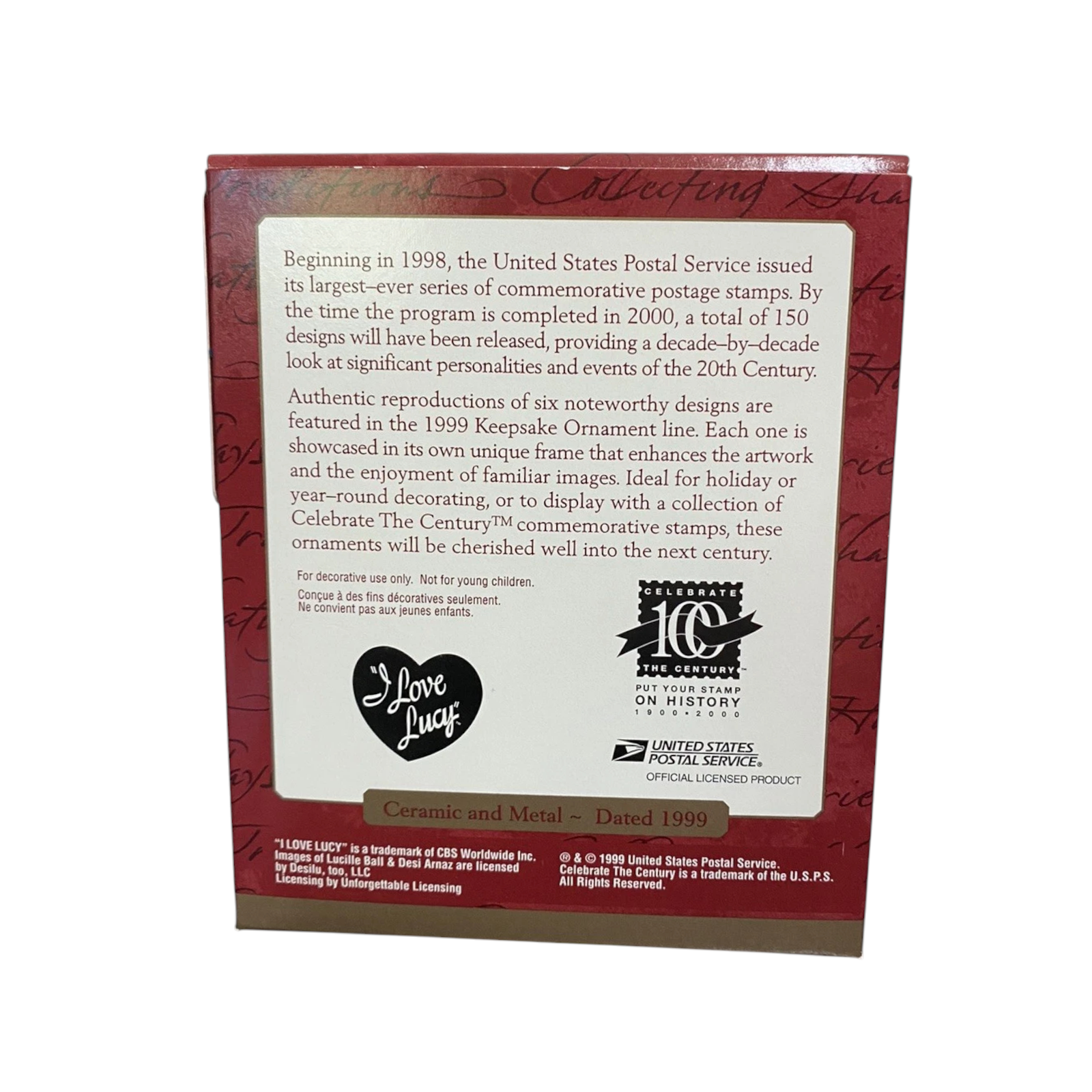 1999 I Love Lucy Hallmark Ornament (Stamp) QXI8567