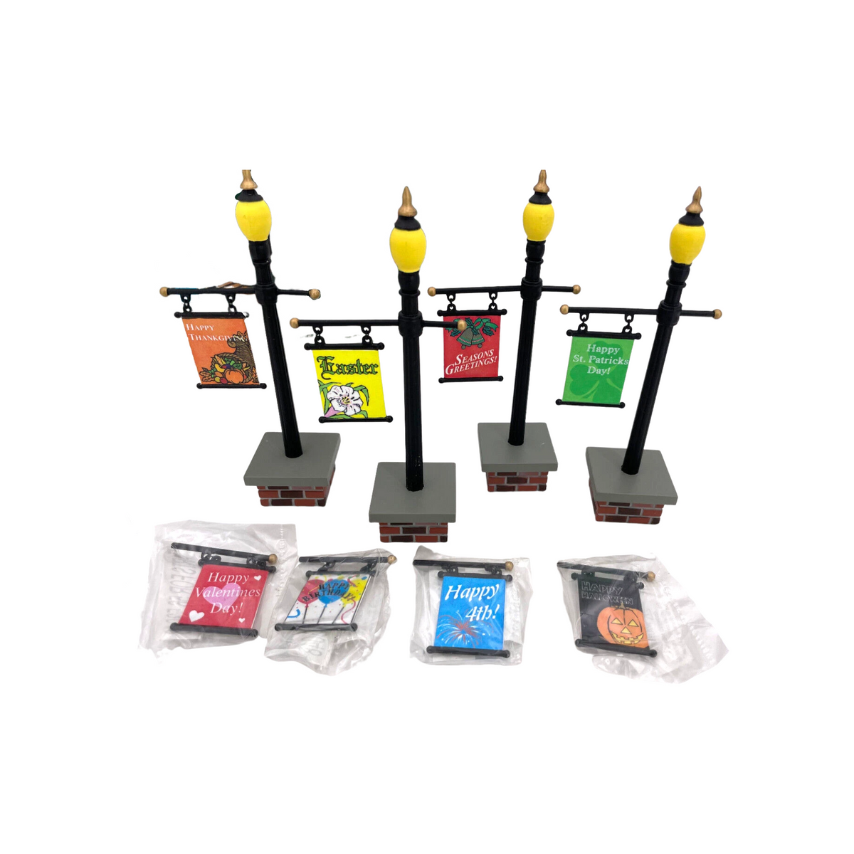 1999 or effectively 2002 “Seasonal Lampposts Set of 4” – Department 56 Village Accessories, Item #56.53048 553048 Image5