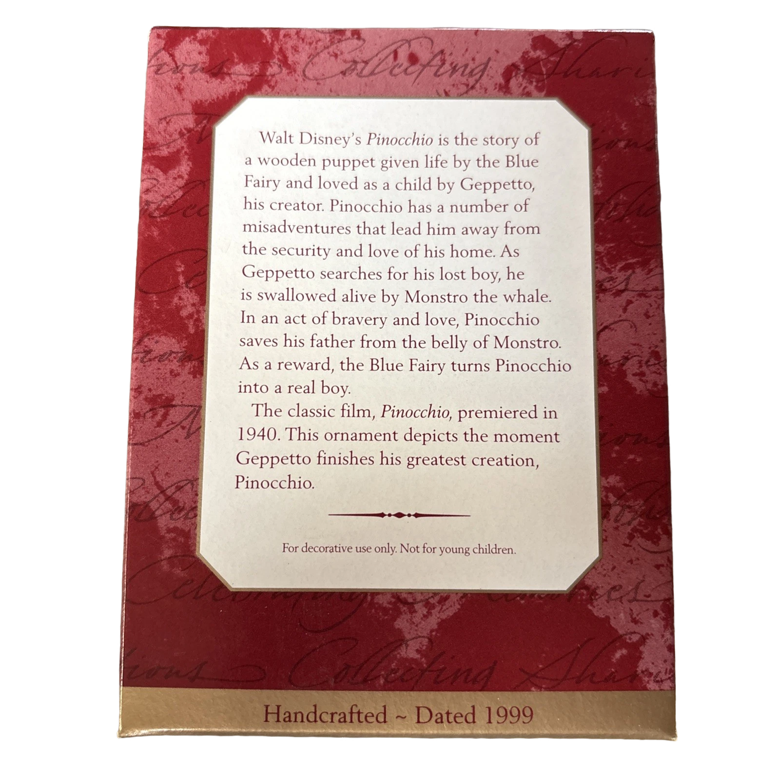 1999 Pinocchio and Geppetto Hallmark Ornament (Pinocchio) QXD4107 Image6