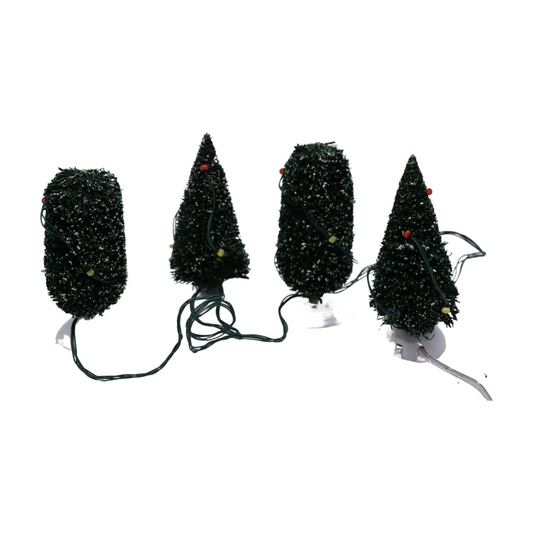 1999 “Twinkling Lit Shrubs – Green Set of 4” – Department 56 Village Accessories Item #56.52824 Image1