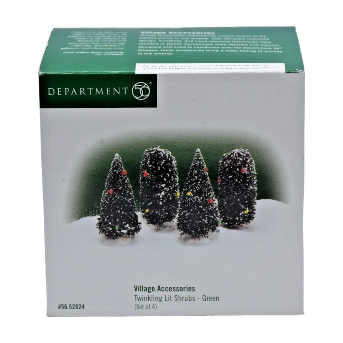 1999 “Twinkling Lit Shrubs – Green Set of 4” – Department 56 Village Accessories Item #56.52824 Image2