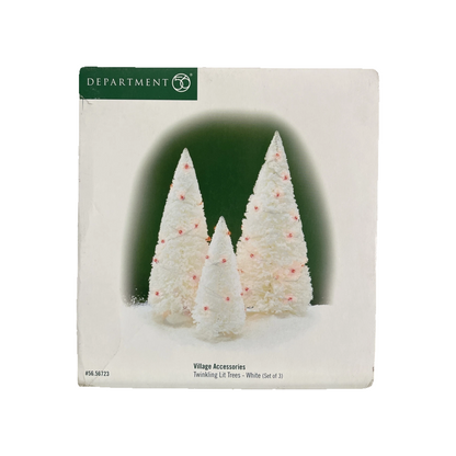 1999 “Twinkling Lit Trees – White Set of 3” — Department 56 Village Accessories Item #56.56723 Image2