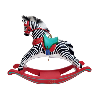 1999 Zebra Fantasy Hallmark Ornament (Rocking Horse) QX6559 Image1