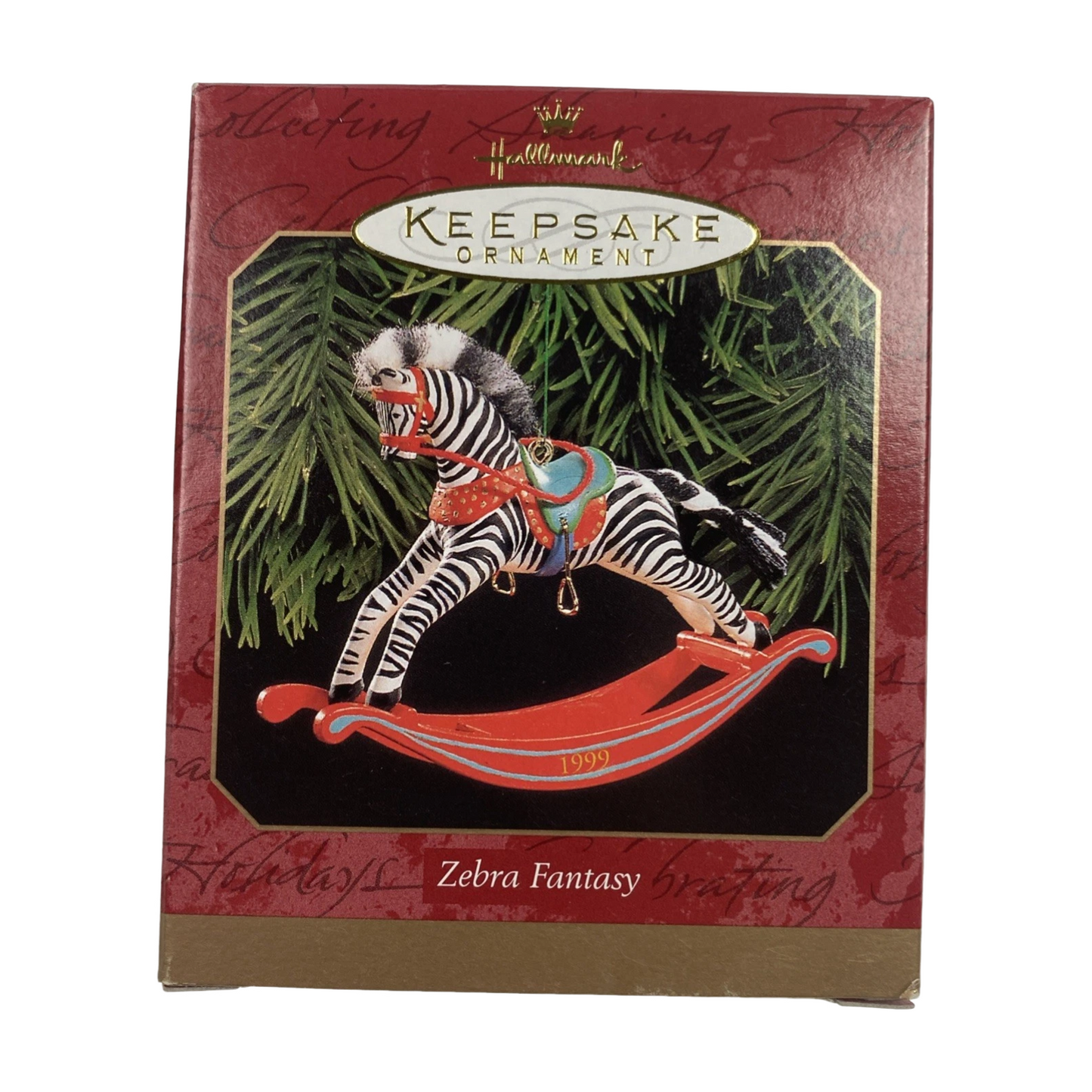 1999 Zebra Fantasy Hallmark Ornament (Rocking Horse) QX6559 Image2