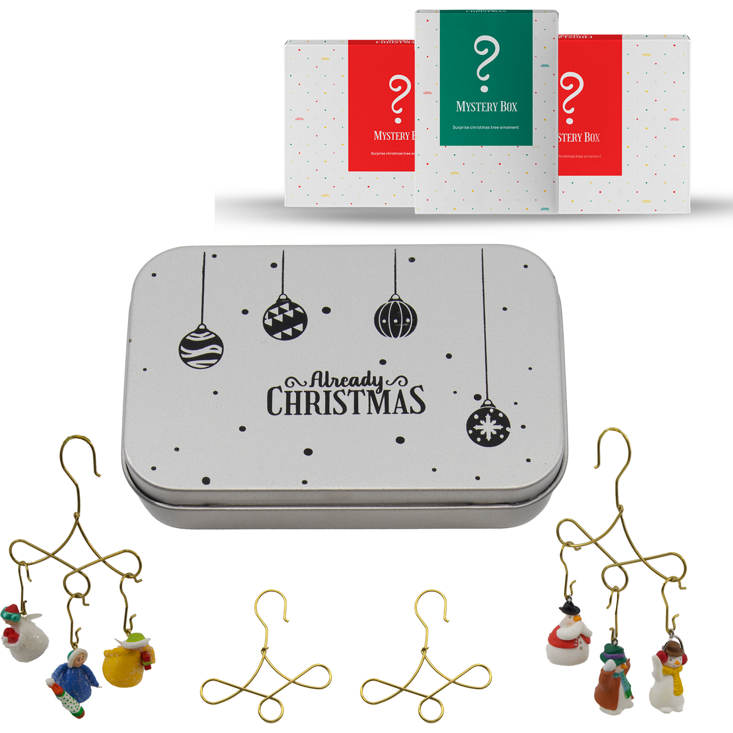 25 Gold Brass Hangers for Miniature Christmas Ornament - Crochets Stylisés Each Holds 3 Miniature QXM6502, QXM3246