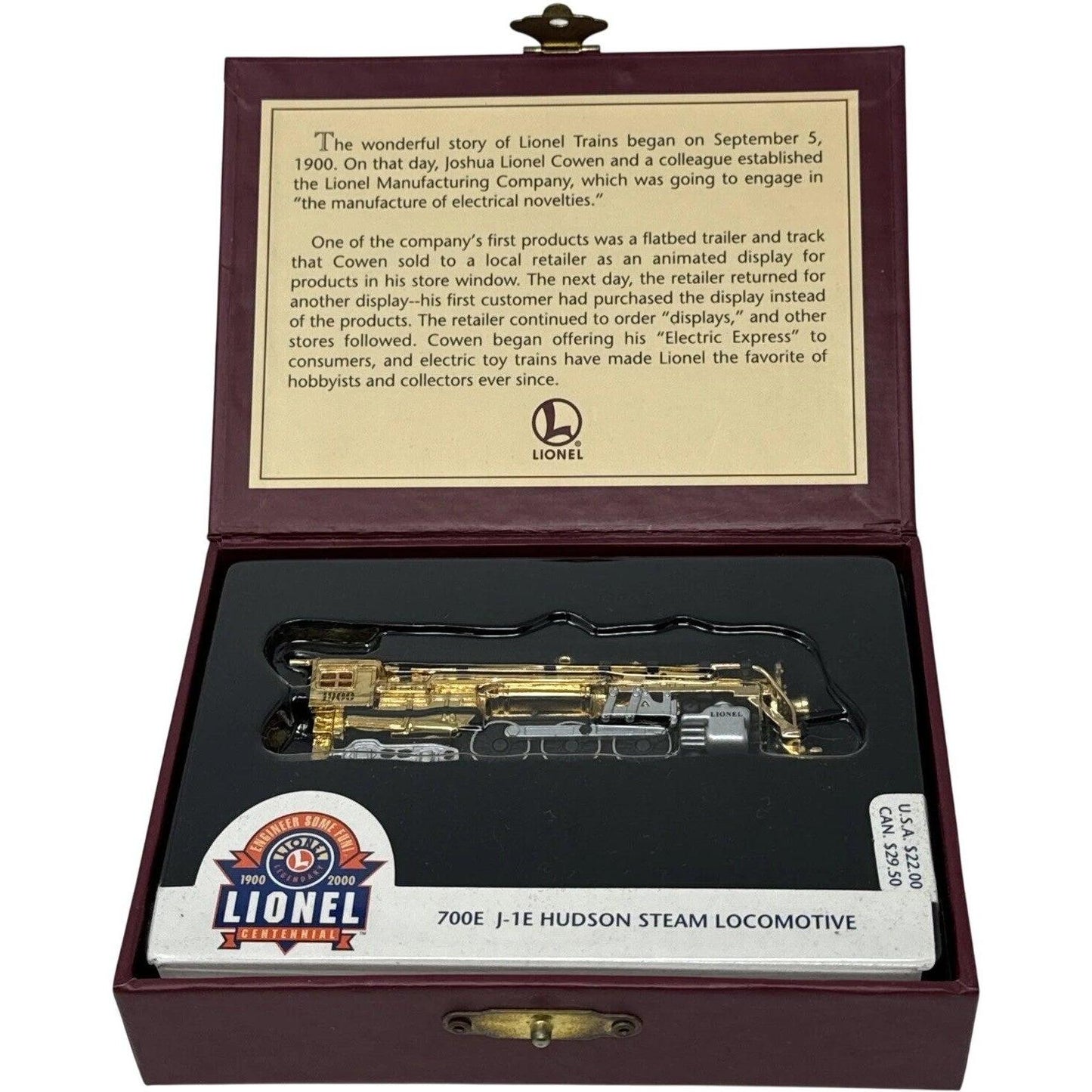 2000 700E J-1E Hudson Steam Locomotive Hallmark Ornament (Lionel) QXI5261