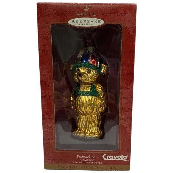 2000 Backpack Bear - Blown Glass Hallmark Ornament (Crayola) QBG4071