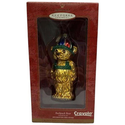 2000 Backpack Bear - Blown Glass Hallmark Ornament (Crayola) QBG4071