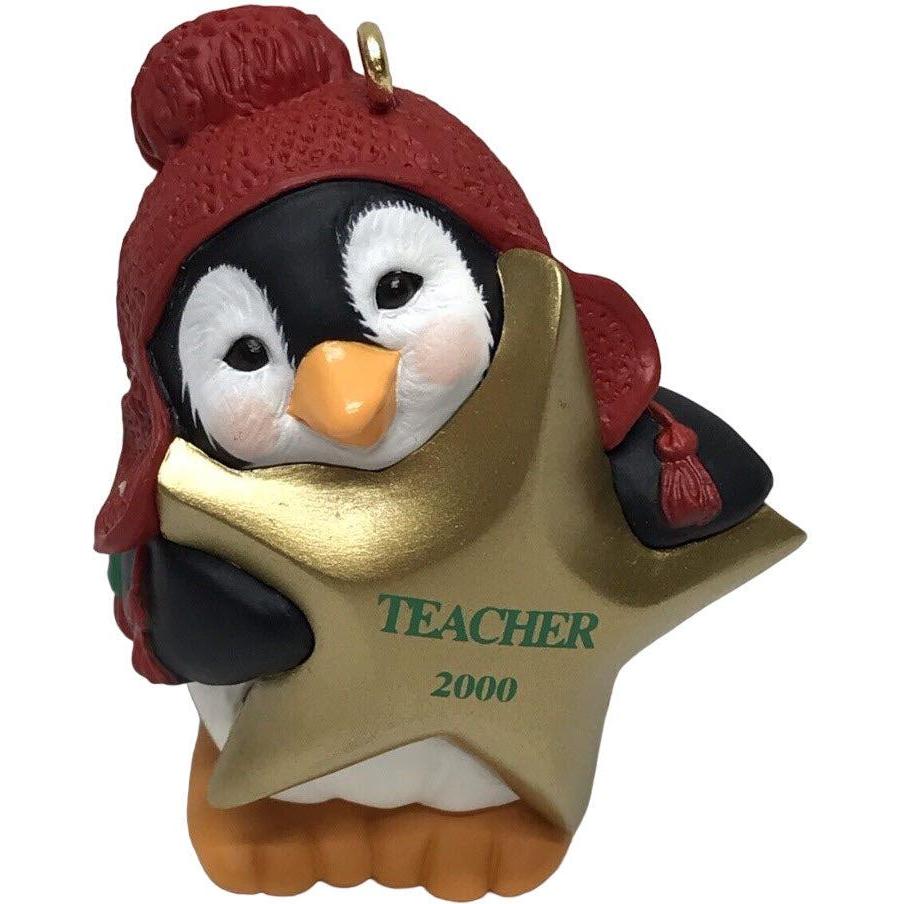 2000 Gold-Star Teacher Hallmark Ornament (Penguin) QX6951