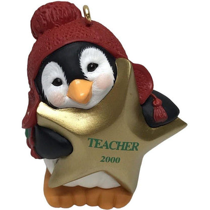2000 Gold-Star Teacher Hallmark Ornament (Penguin) QX6951