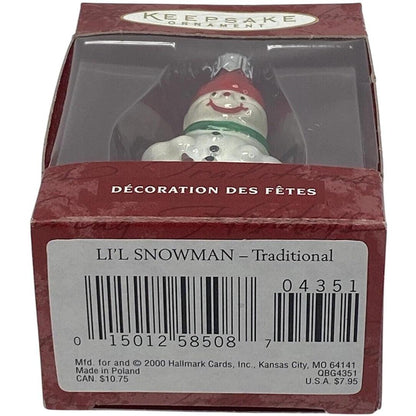 2000 Li'l Snowman Traditional Hallmark Ornament (Blown Glass) QBG4351