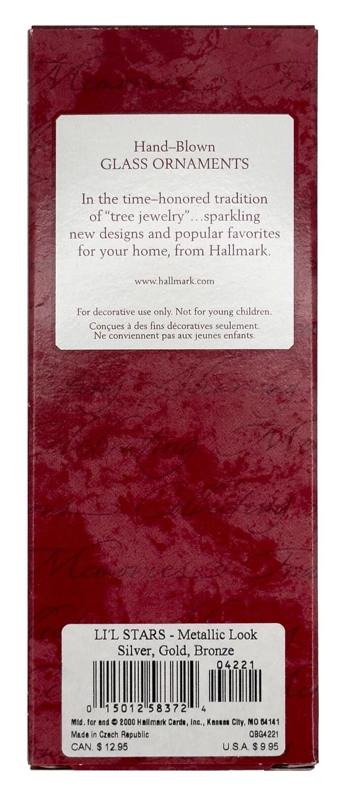 2000 Li'l Stars - Metallic Look Hallmark Ornament (Blown Glass) QBG4221
