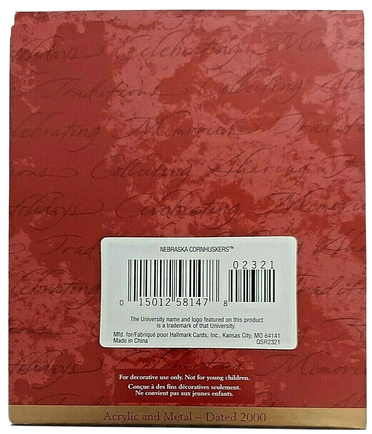 2000 Nebraska Cornhuskers Hallmark Ornament (College Sports) QSR2321