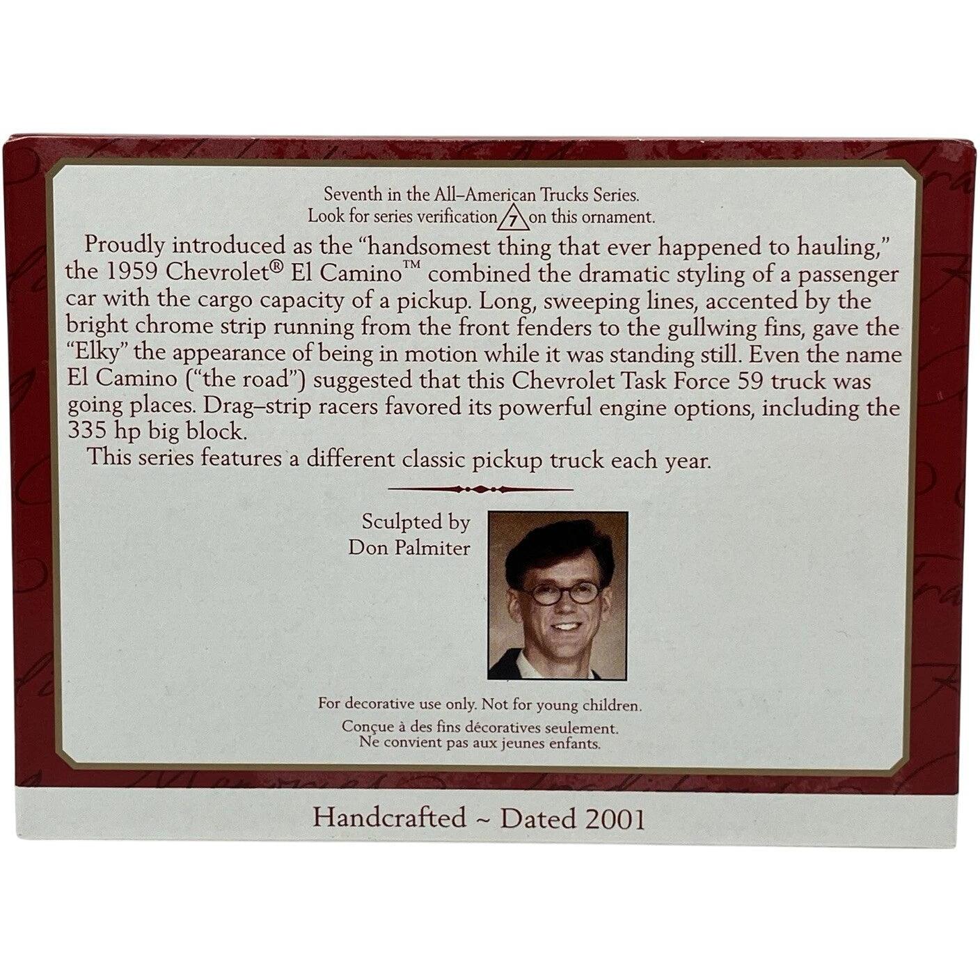 2001 1959 Chevrolet El Camino Hallmark Ornament (All-American Trucks) QX6072