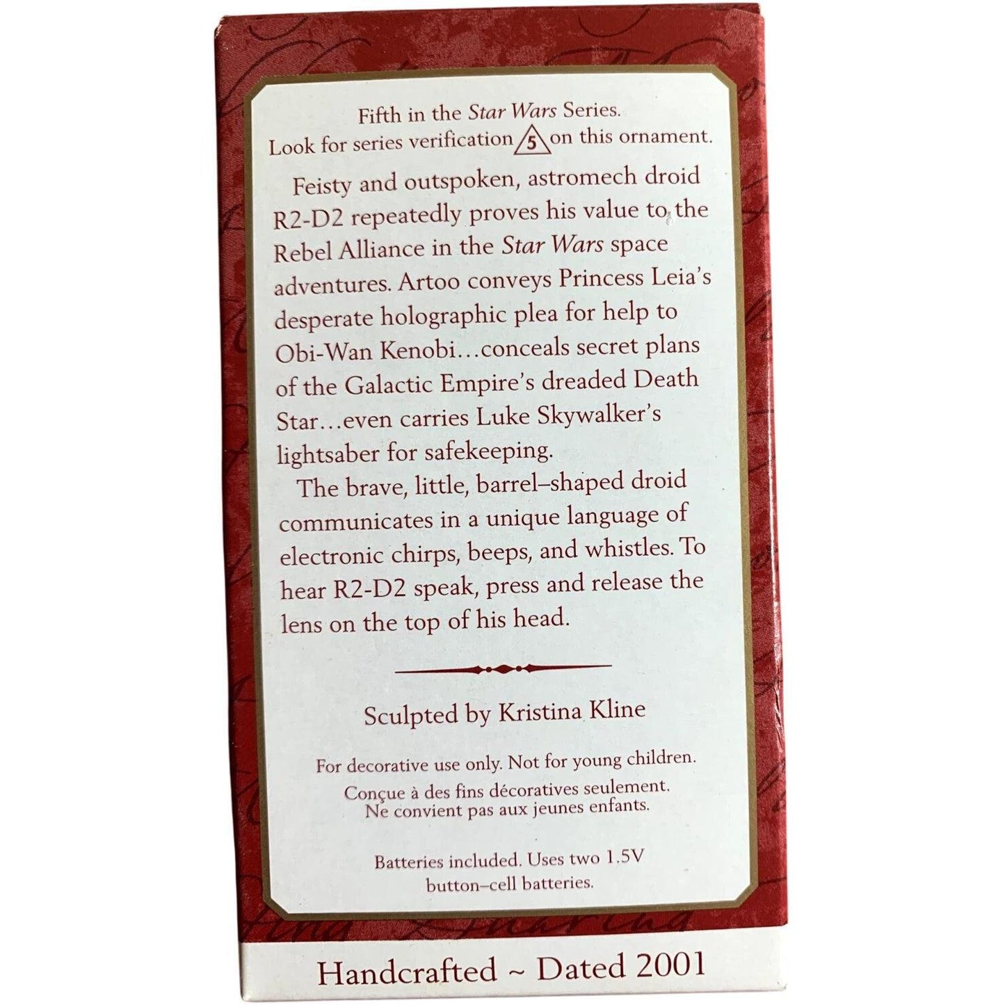 2001 R2‑D2 Hallmark Ornament (Star Wars) QX6875