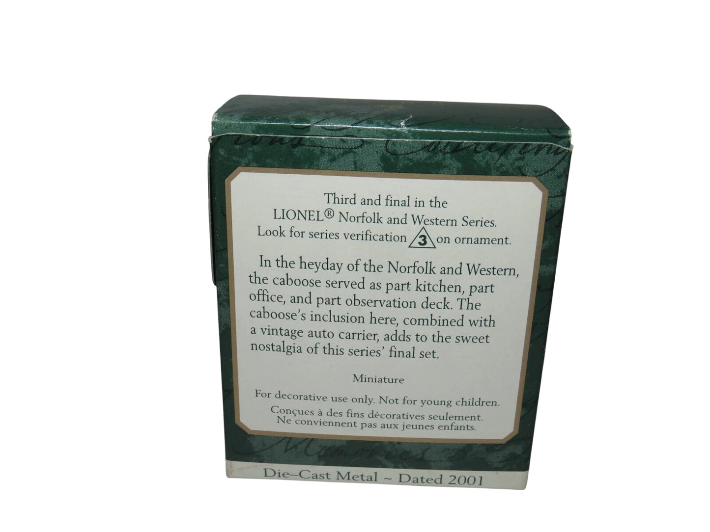 2001 Car Carrier and Caboose Hallmark Ornament (Lionel) QXM5265