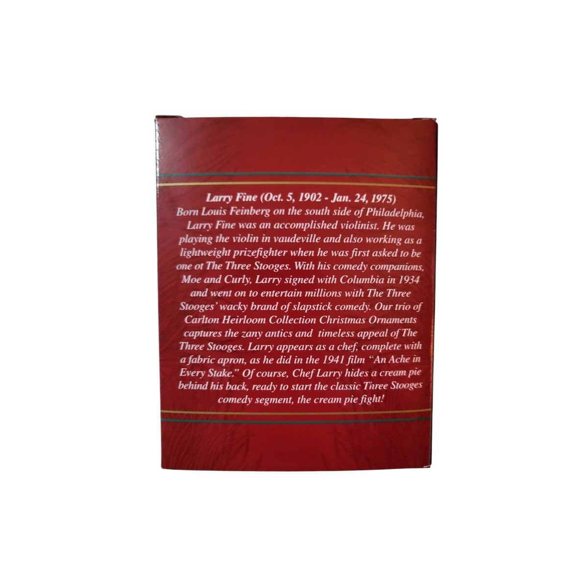 2001 Cooking Up Trouble 100 - Larry Fine (The Three Stooges) Carlton Cards Heirloom Ornament CXOR-067E Image4