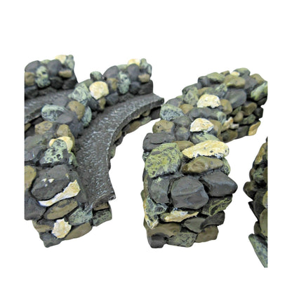 2001 “Fieldstone Curved Wall/Bench Set of 4” Village Accessories Series – Department 56 53009 Image3