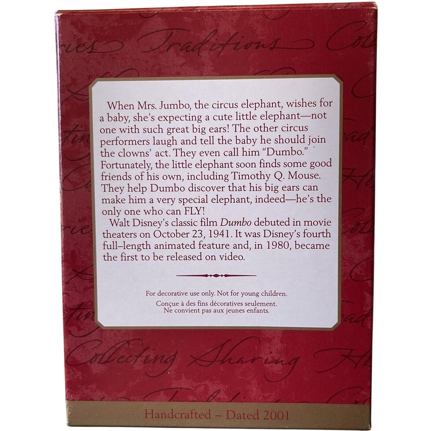 2001 Hello, Dumbo! Hallmark Ornament (Dumbo) QXD4162