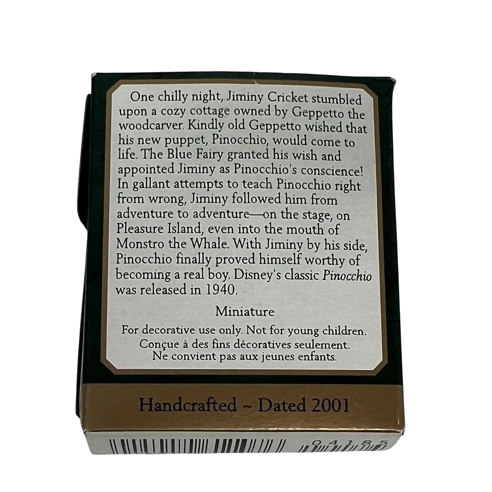 2001 Jiminy Cricket Hallmark Ornament (Pinocchio) QXD4185