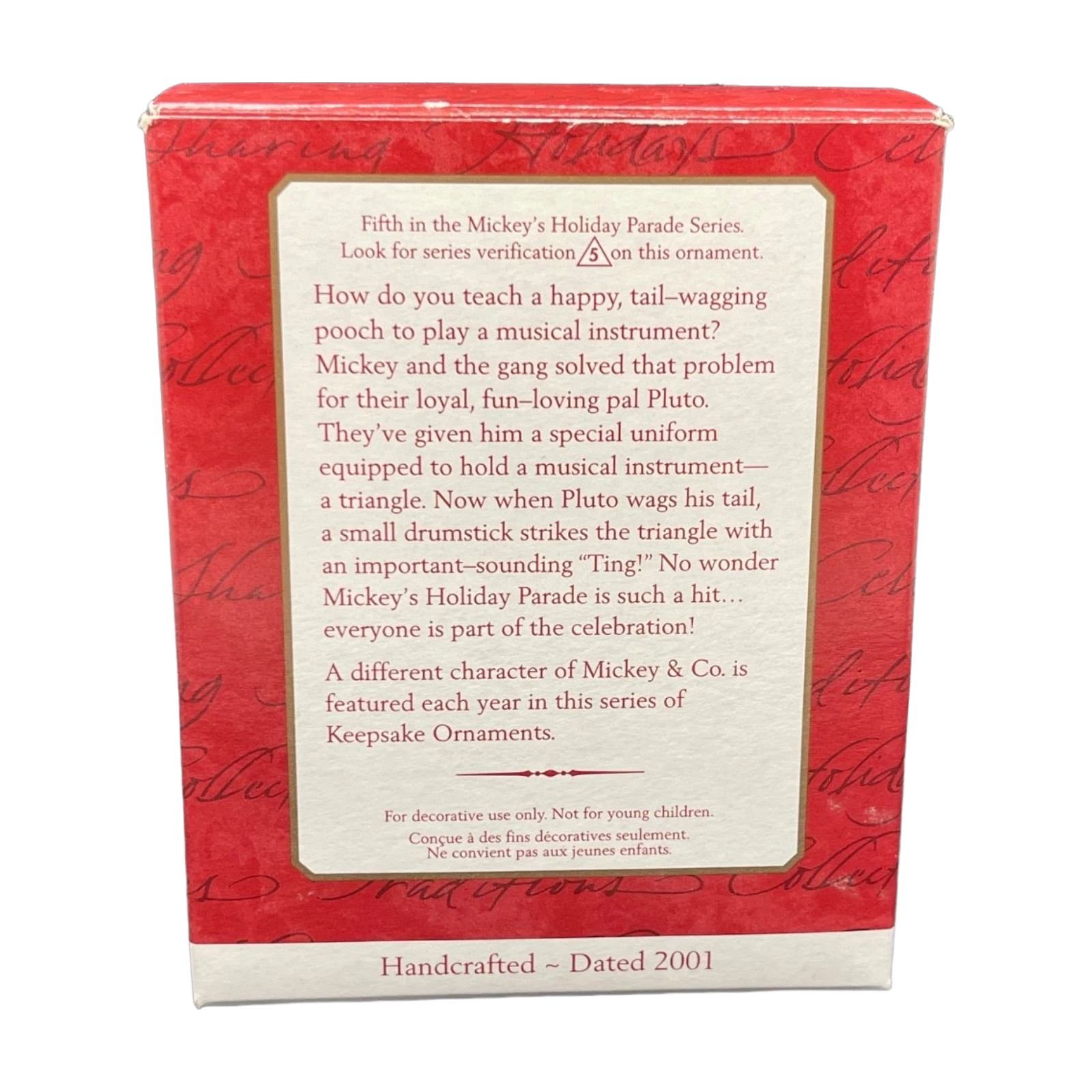 2001 Pluto Plays Triangle Hallmark Ornament (Mickey's Holiday Parade) QXD4112 Image7