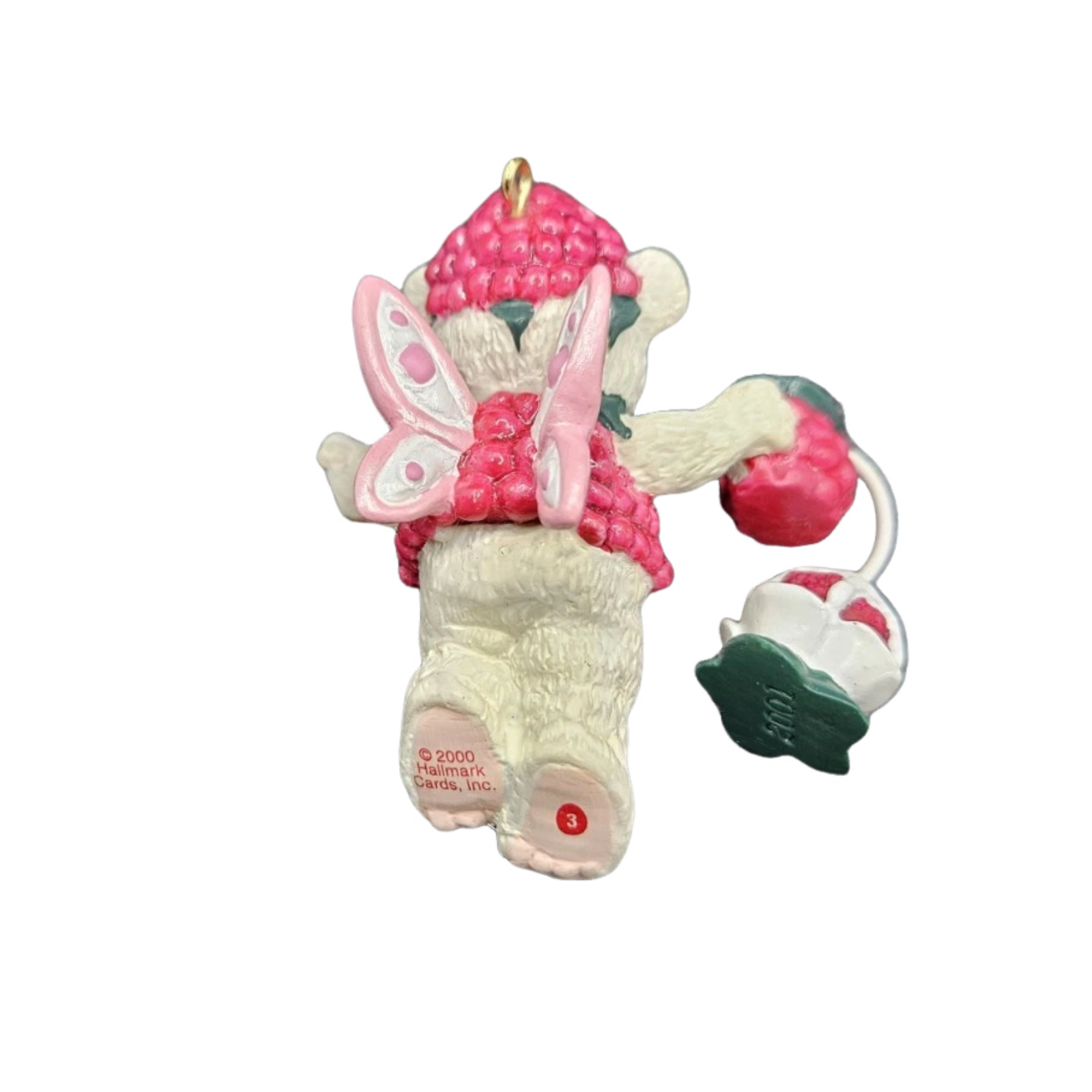 2001 Raspberry Hallmark Ornament (Fairy Berry Bears) QEO8565 Image4
