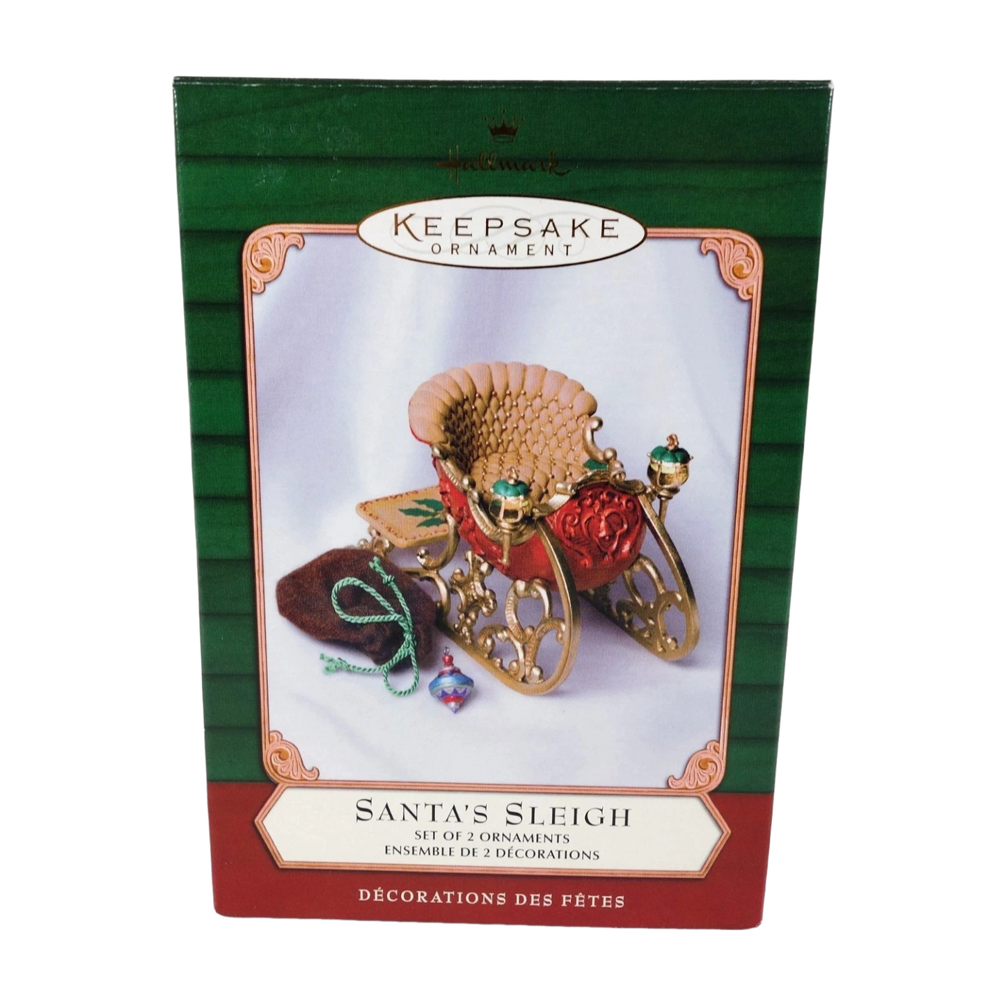 2001 Santa's Sleigh With Sack and Miniature Ornament Hallmark Ornament (The Night Before Christmas) QX8872 Image2