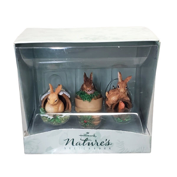 2001 Set of 3 Bunny Hallmark Ornament (Nature's Sketchbook) QGO6402