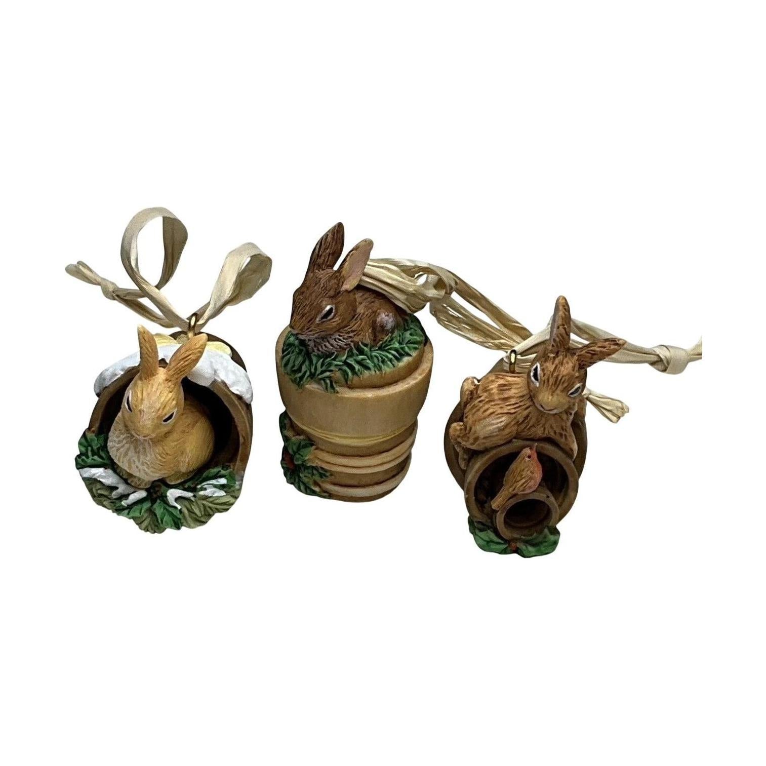 2001 Set of 3 Bunny Hallmark Ornament (Nature's Sketchbook) QGO6402 Image3