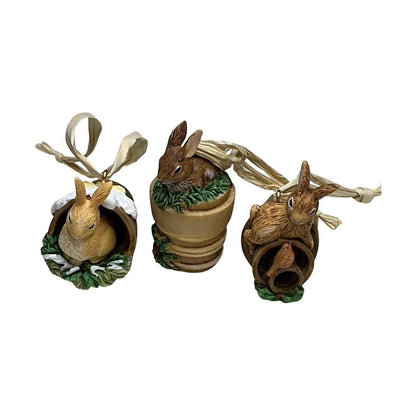 2001 Set of 3 Bunny Hallmark Ornament (Nature's Sketchbook) QGO6402 Image3