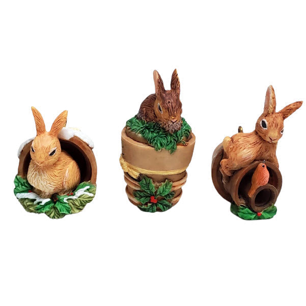 2001 Set of 3 Bunny Hallmark Ornament (Nature's Sketchbook) QGO6402
