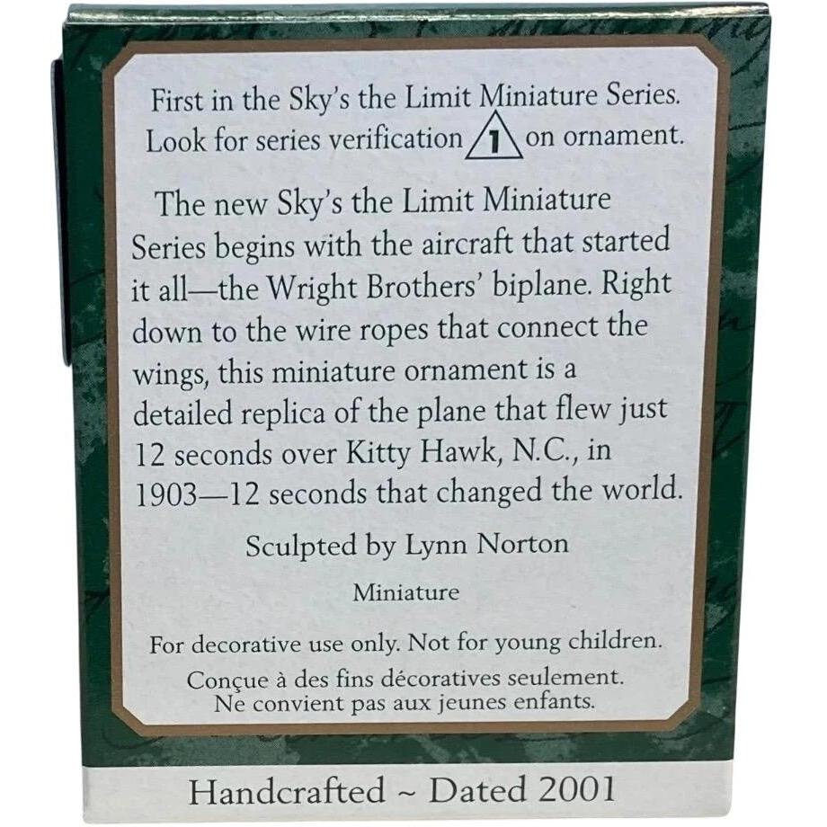 2001 The Flight at Kitty Hawk Hallmark Ornament (Sky's the Limit Miniature) QXM5215