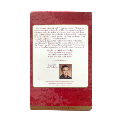 2001 What a Grinchy Trick! Hallmark Ornament (The Grinch) QXI6405