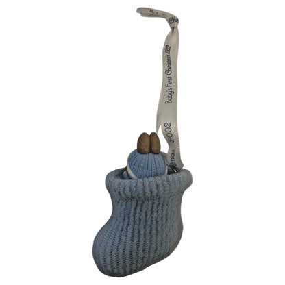 2002 Baby's First - Blue Bootie Hallmark Ornament (Baby's First Christmas) QX8596