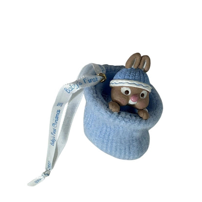 2002 Baby's First - Blue Bootie Hallmark Ornament (Baby's First Christmas) QX8596