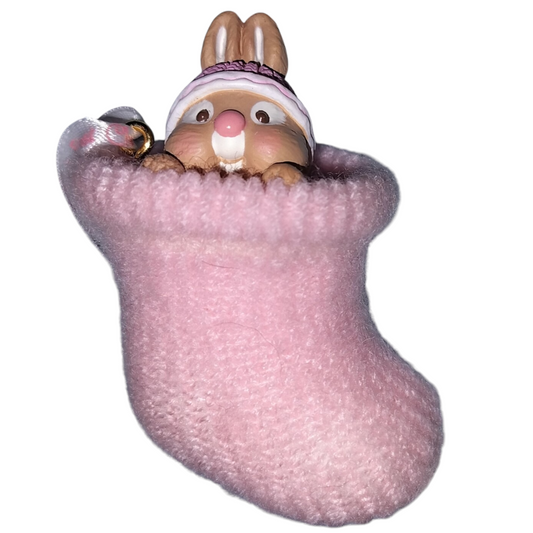 2002 Baby's First ChristmasPink Bootie (Bunny)