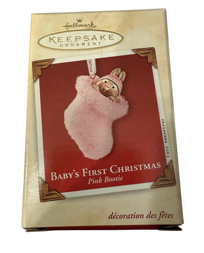 2002 Baby's First - Pink Bootie Hallmark Ornament (Baby's First Christmas) QX8806