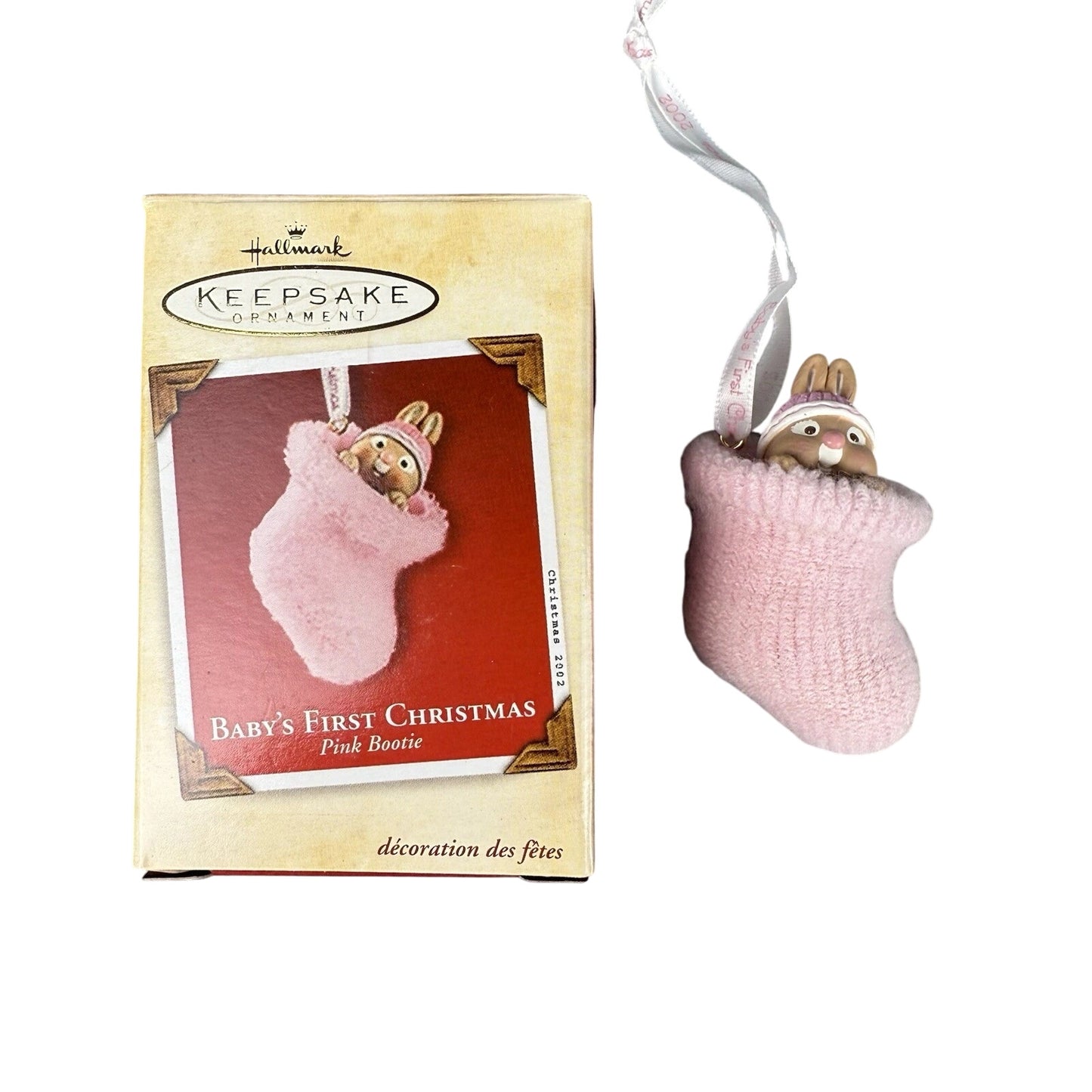 2002 Baby's First - Pink Bootie Hallmark Ornament (Baby's First Christmas) QX8806