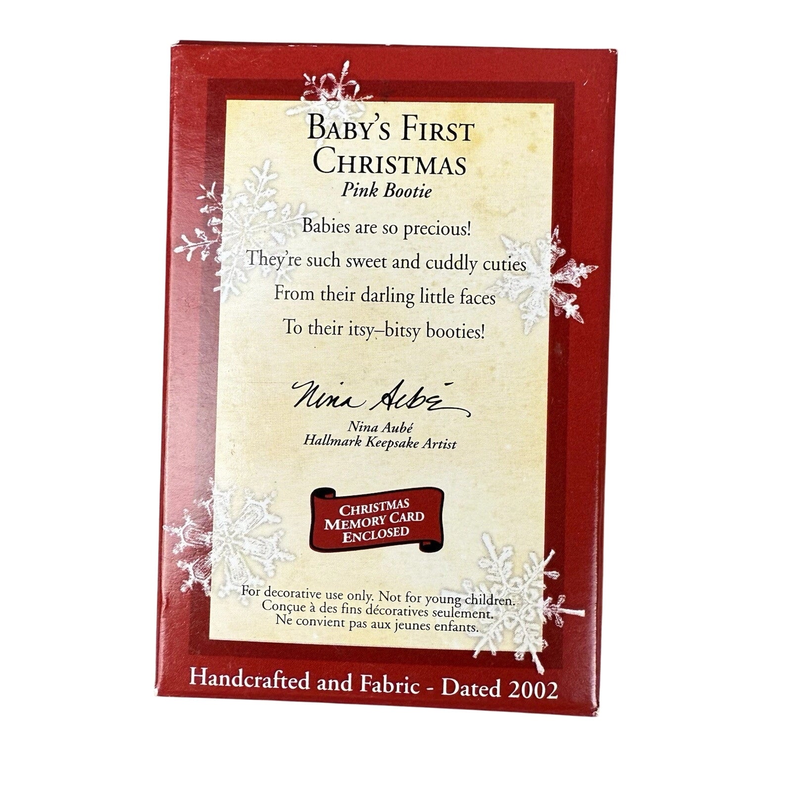 2002 Baby's First - Pink Bootie Hallmark Ornament (Baby's First Christmas) QX8806