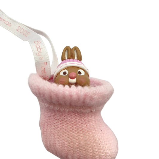 2002 Baby's First - Pink Bootie Hallmark Ornament (Baby's First Christmas) QX8806