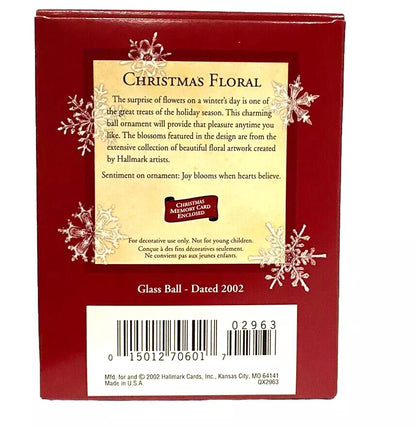 2002 Christmas Floral Hallmark Ornament (Ball) QX2963