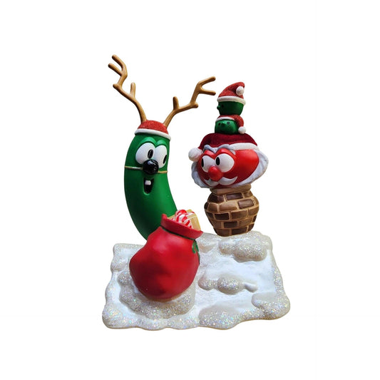 2002 Santa Too Round For The Chimney Hallmark Ornament (VeggieTales) QXI5293 Image1