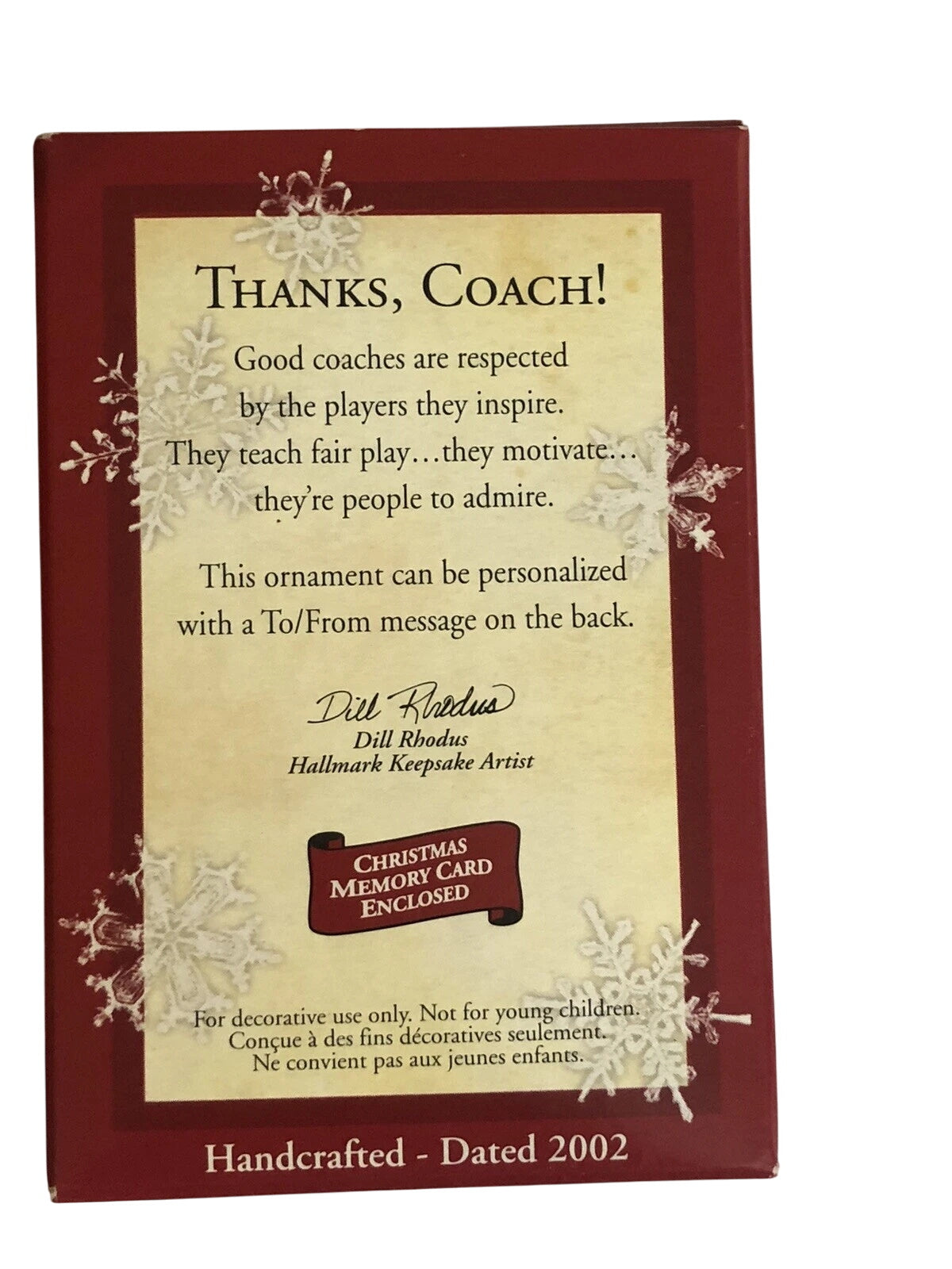 2002 Thanks, Coach! Hallmark Ornament (Coach) QX8976