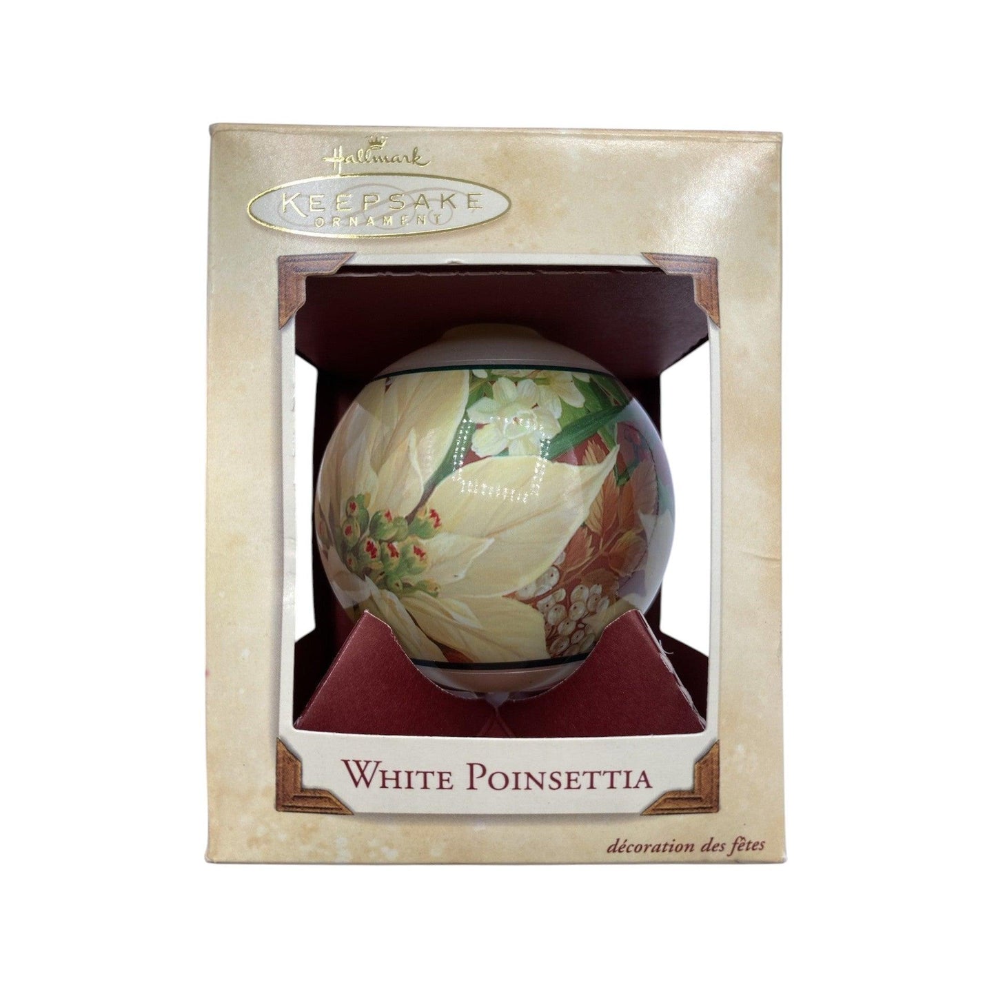 2002 White Poinsettia Hallmark Ornament (Ball) QX2953 Image2
