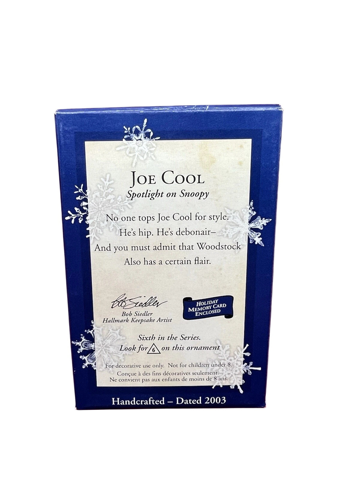 2003 Joe Cool Hallmark Ornament (Spotlight on Snoopy) QX8099
