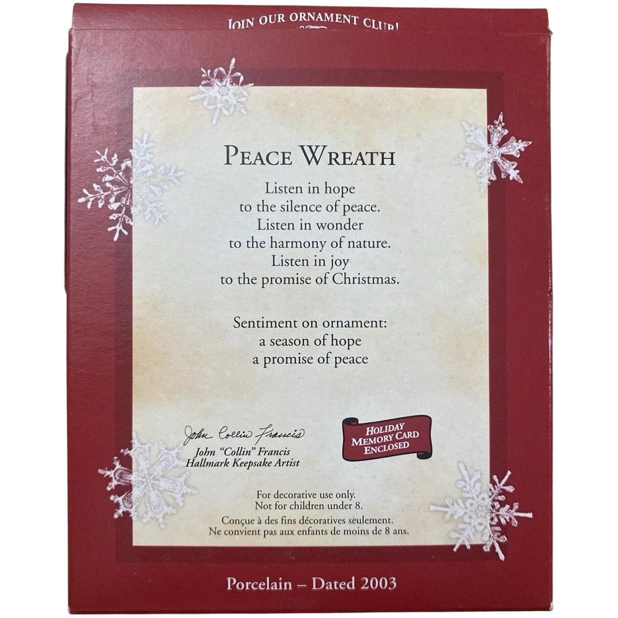 2003 Peace Wreath Hallmark Ornament (Wreath) QXG8687