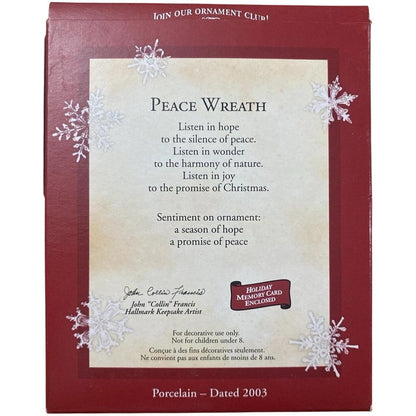 2003 Peace Wreath Hallmark Ornament (Wreath) QXG8687